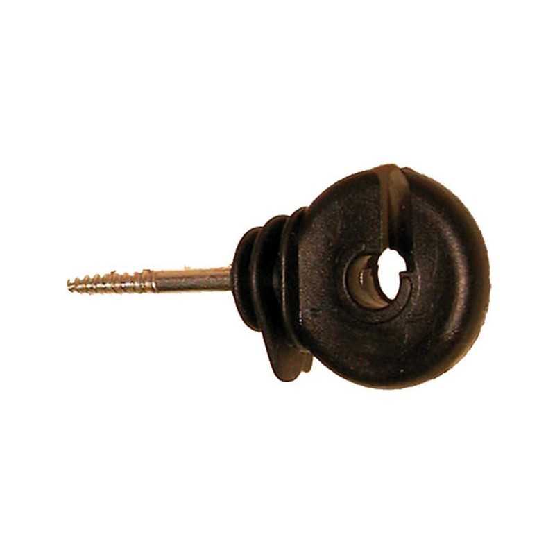 Isolador de cerca elétrica preto com parafuso metálico