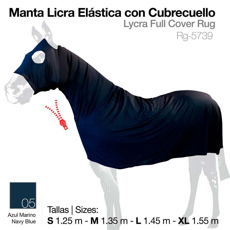Manta lycra elástica azul marinho para cão com cubrecuello