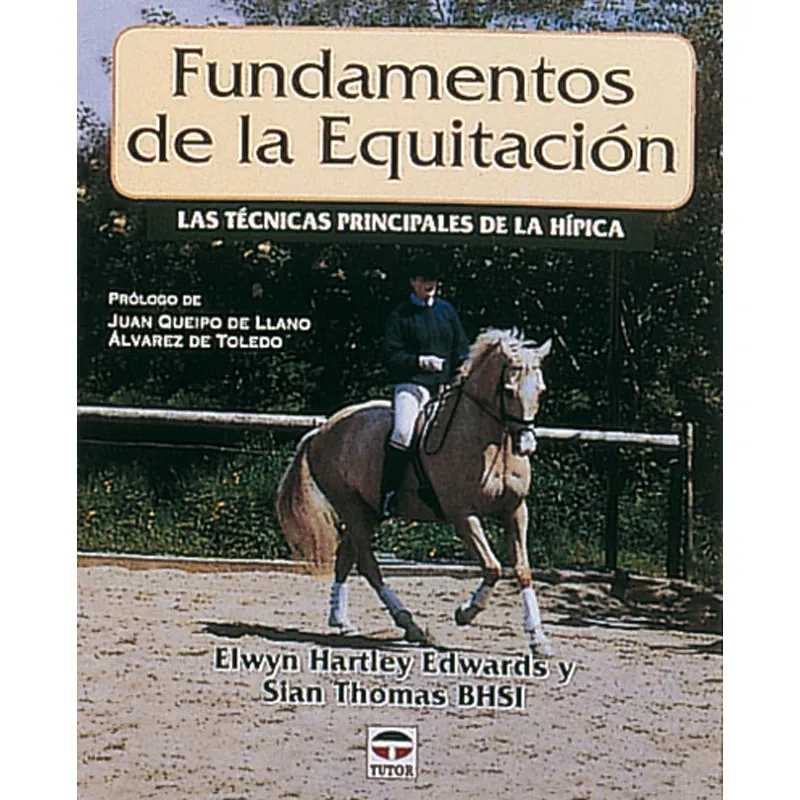 Capa do livro sobre técnicas de equitação com cavaleiro a montar um cavalo branco num picadeiro ao ar livre