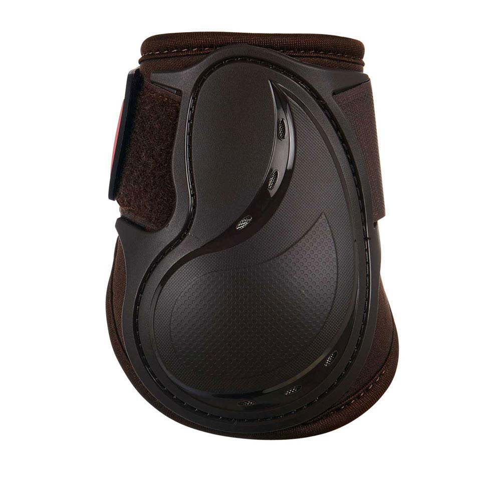 Protetor de casco de cavalo preto e castanho com fecho de velcro