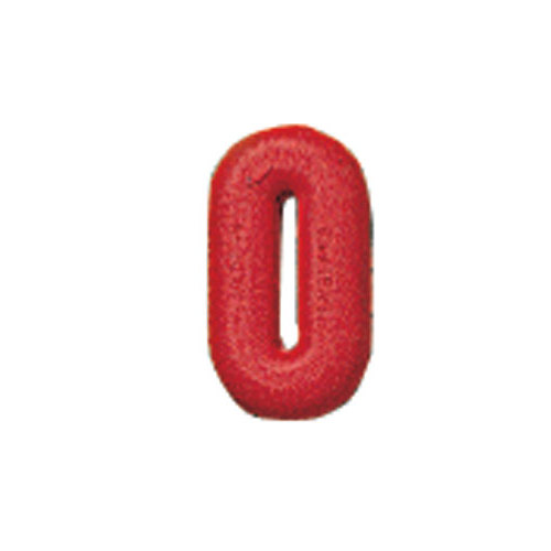 Anzol de pesca vermelho texturizado com formato oval isolado