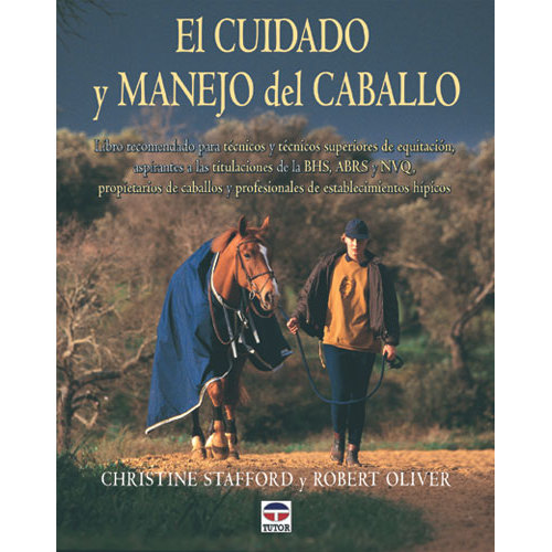 Capa de livro sobre cuidado e manejo de cavalos com pessoa e cavalo numa área ao ar livre