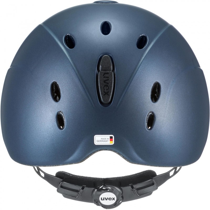 Capacete azul escuro Uvex com ventilação e fecho ajustável