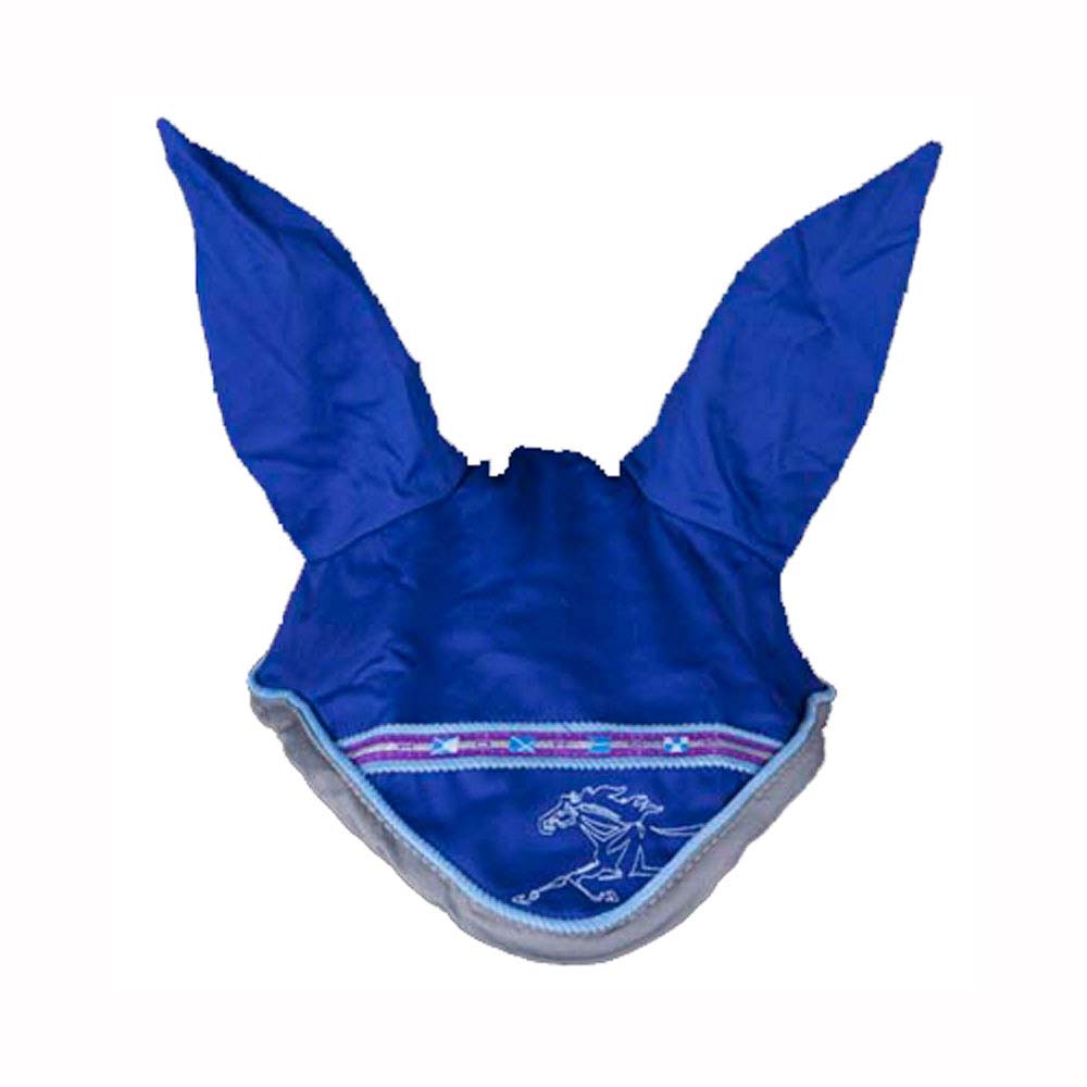 Bonnet azul com orelhas compridas e bordado de cavalo