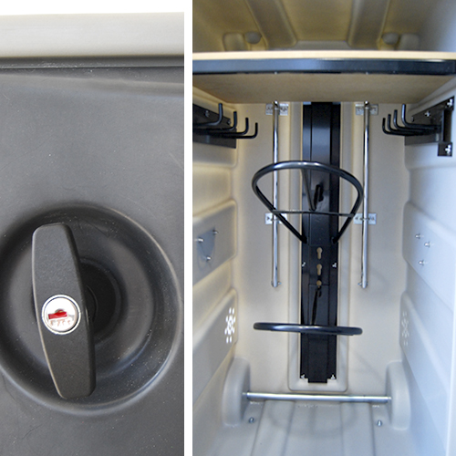 Caixa para guardar bicicleta com fecho e suporte interior