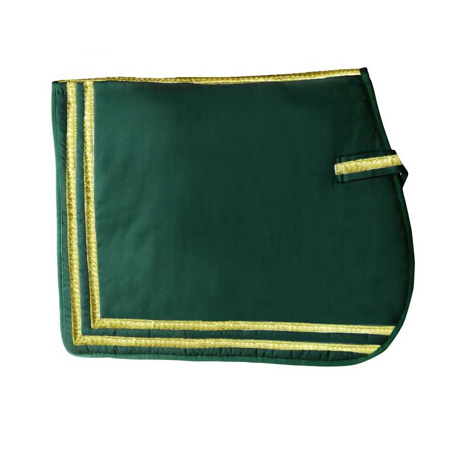 Manta para cavalo verde escuro com bordadura dourada