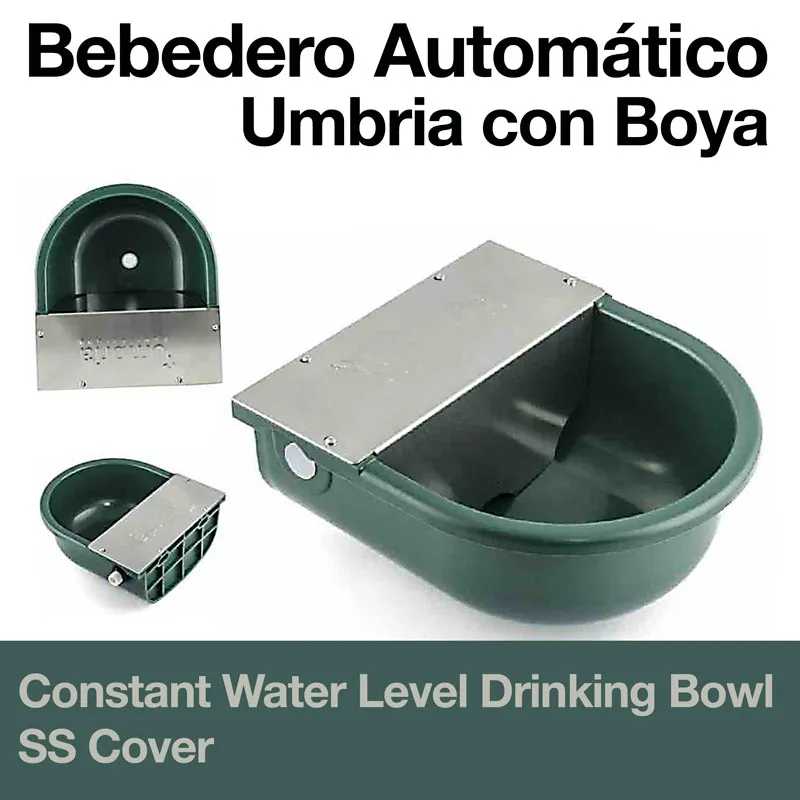 Bebedouro automático verde com tampa inox e texto promocional em fundo branco e verde