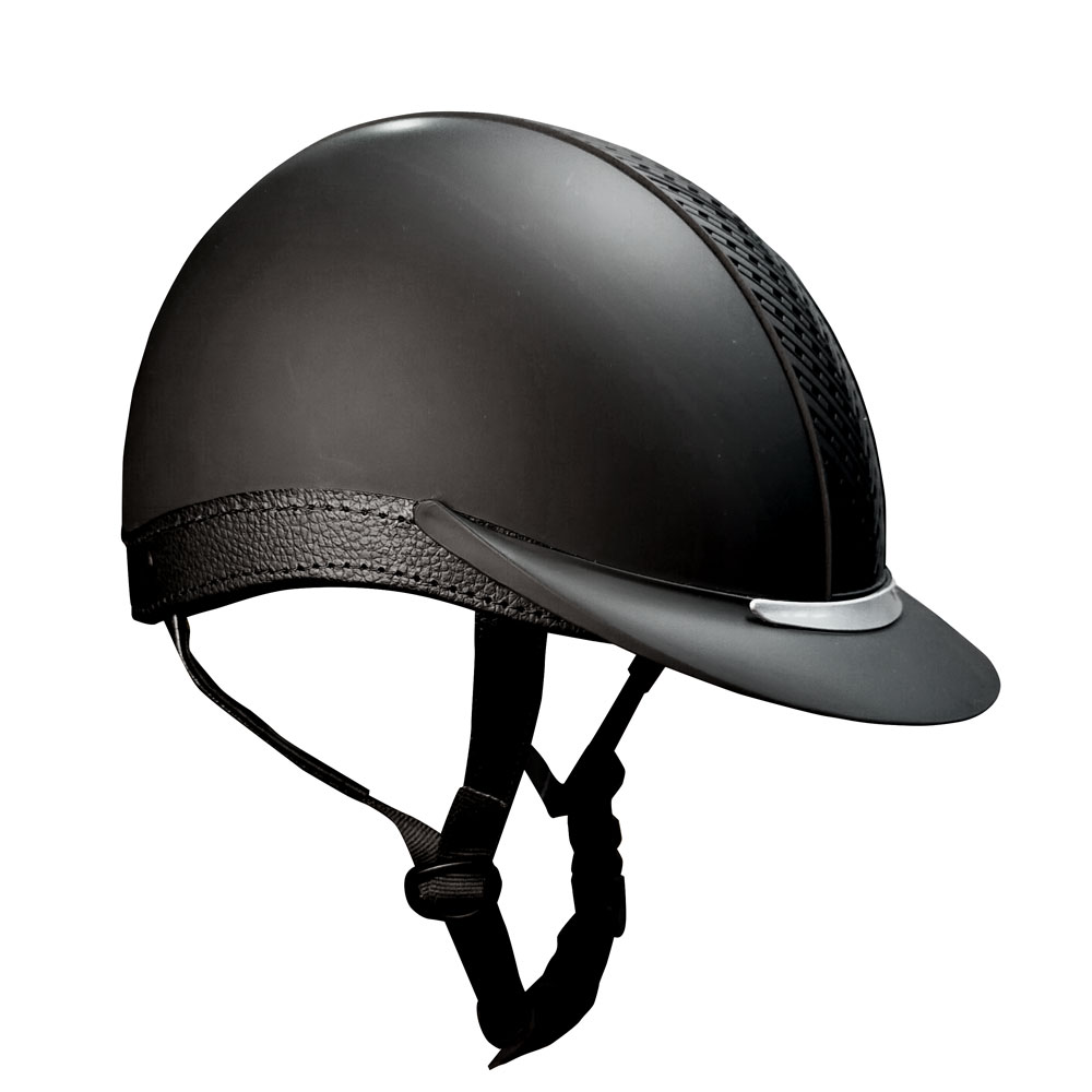 Capacete de equitação preto com texturas e viseira