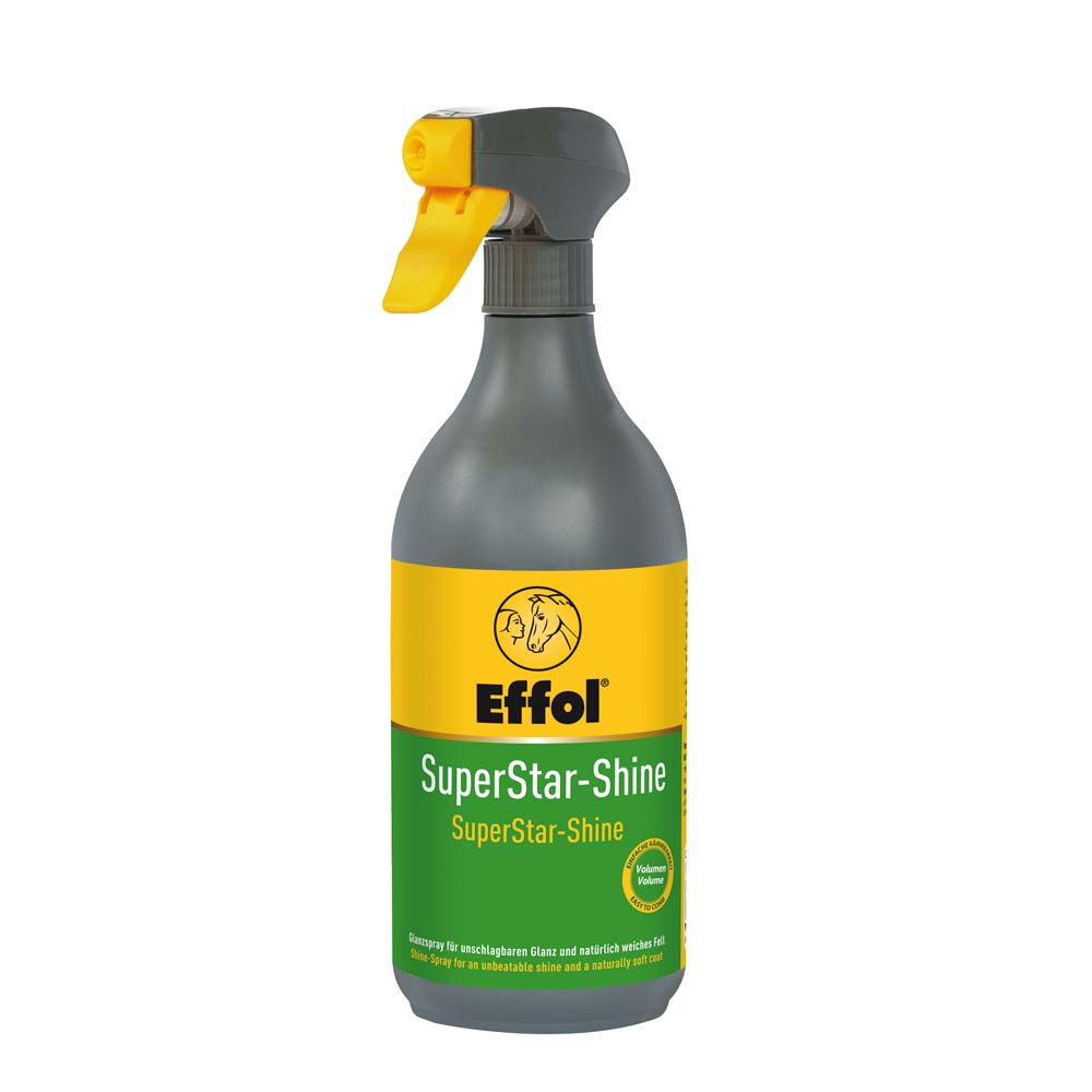 Spray Effol SuperStar-Shine com rótulo amarelo e verde e pulverizador amarelo
