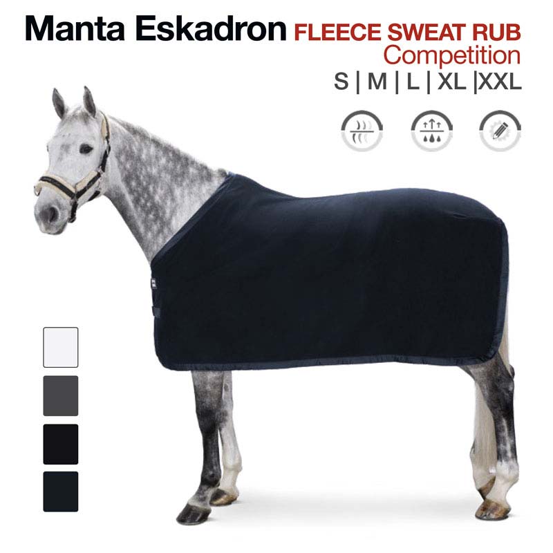 Cavalo com manta preta Eskadron com texto e opções de tamanho