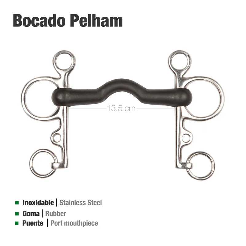 Bocal Pelham de borracha preta e aço inoxidável prateado