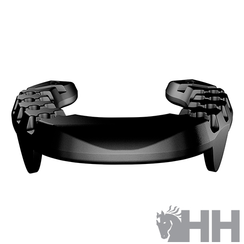 Braçadeira preta robusta para pulso com design articulado e logótipo HH cinzento