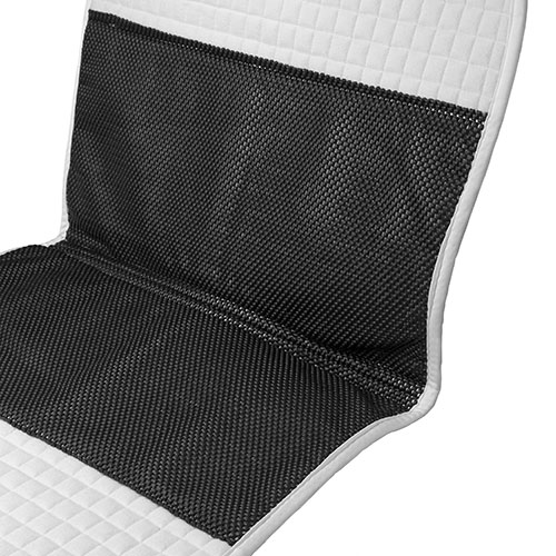 Capa de assento acolchoada branca com inserções antiderrapantes negras
