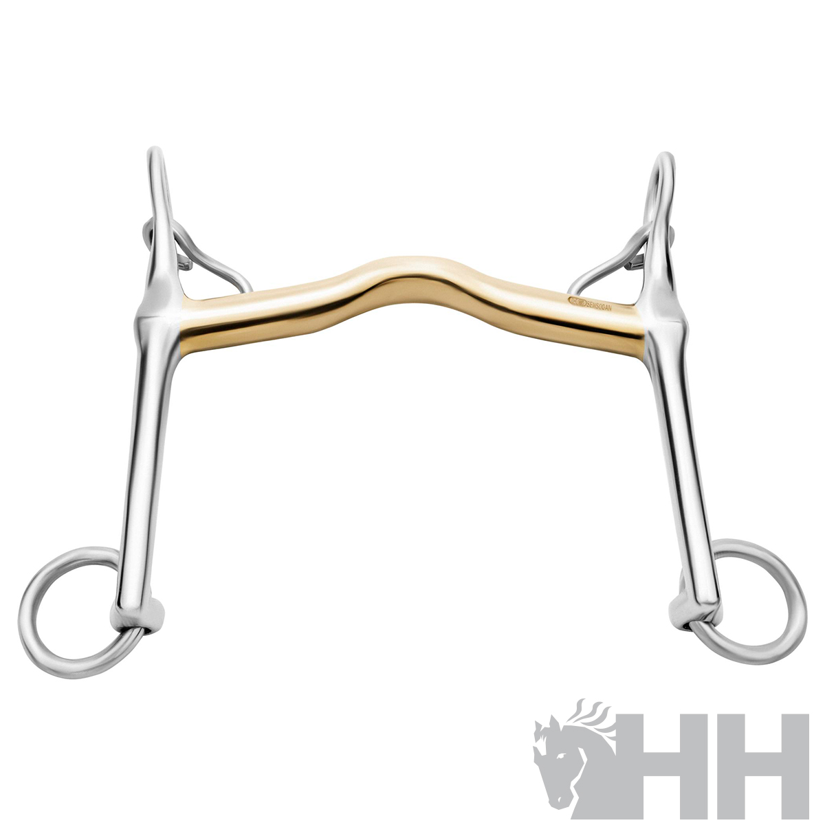 Freio de cavalo em metal dourado e prateado