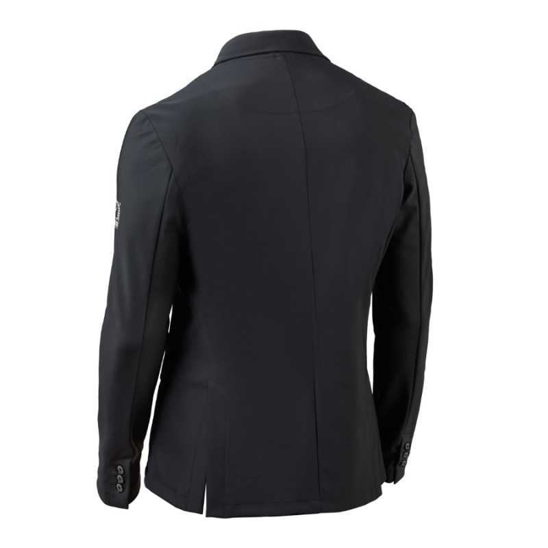 Blazer preto de manga comprida visto de costas