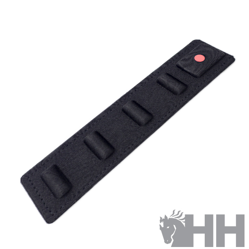 faixa extensível preta com cinco almofadas e ponto vermelho