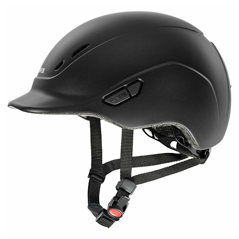 Capacete preto para ciclismo ou equitação com ventilação e correia ajustável