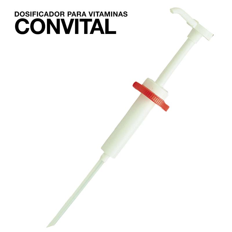 Dosificador para vitaminas CONVITAL branco com anel vermelho