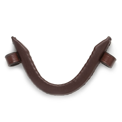 Alça ou puxador em couro castanho escuro com presilhas para fixação