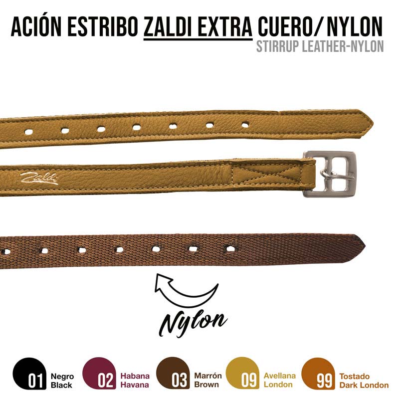 Cintas para estribos em couro e nylon de diferentes cores com fivela metálica
