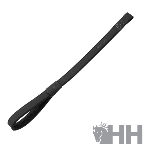 Correia de sela preta com marca Henri de Rivel e logótipo HH