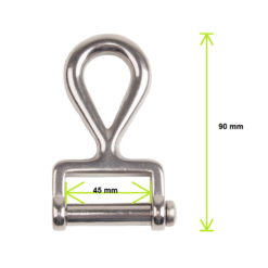 Anilha metálica prateada com medidas em mm sobre fundo branco