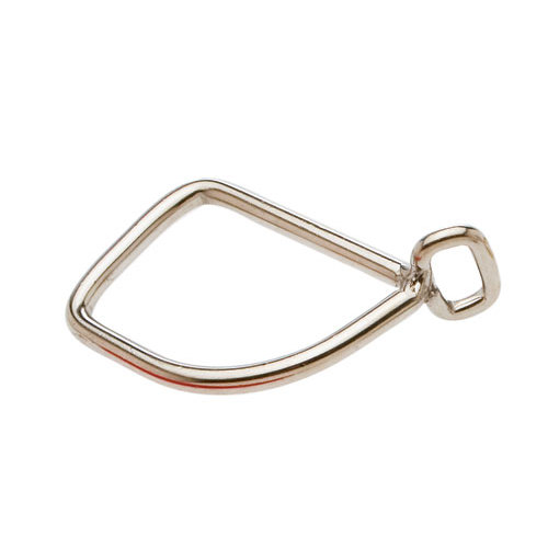 Anilha metálica prateada triangular com gancho quadrado