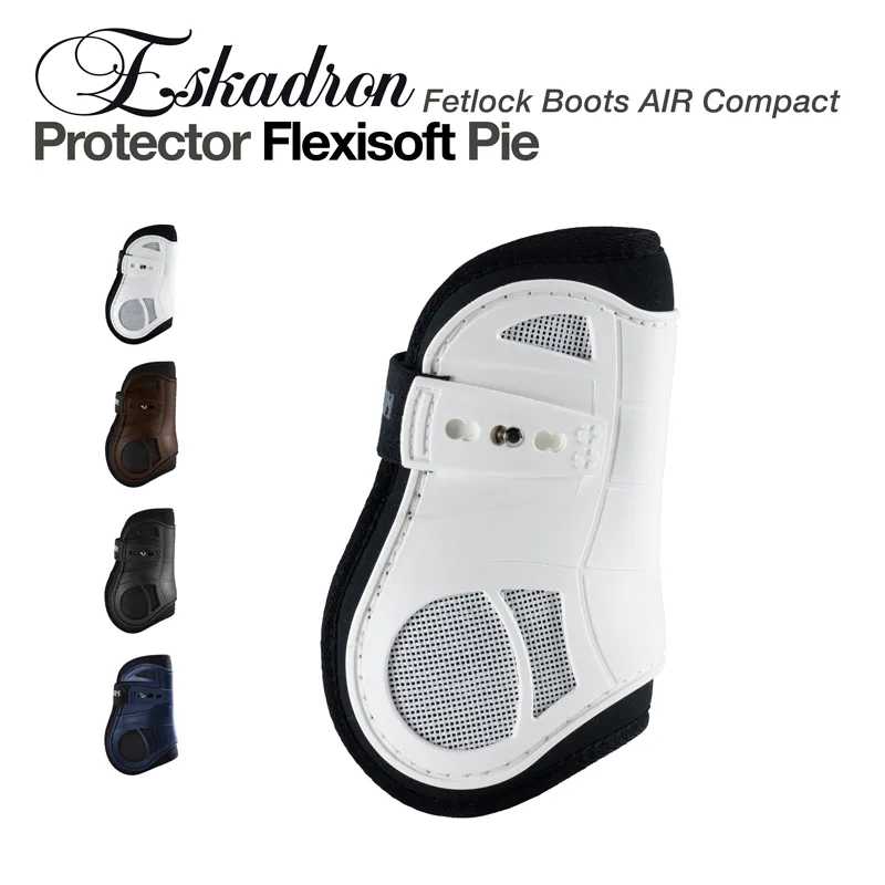 Protector Flexisoft para casco de cavalo Eskadron Fetlock Boots AIR Compact branco com detalhes em preto