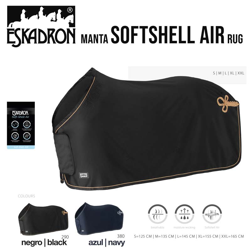 Manta para cavalo Eskadron Softshell Air Rug em preto e azul marinho