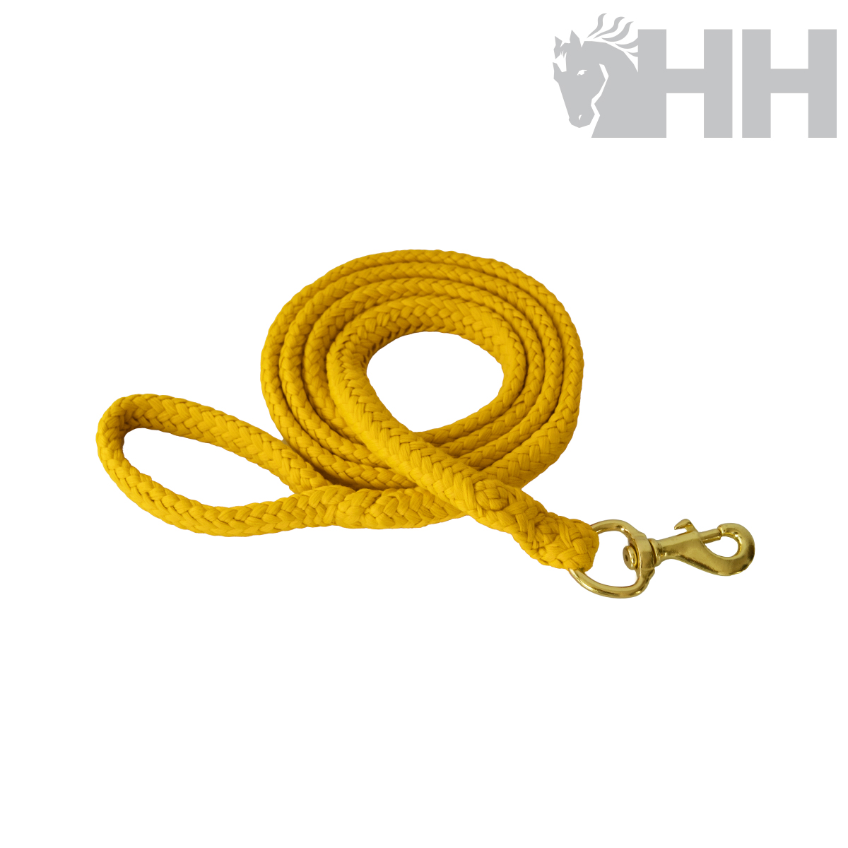 Trela amarela para cão com mosquetão dourado