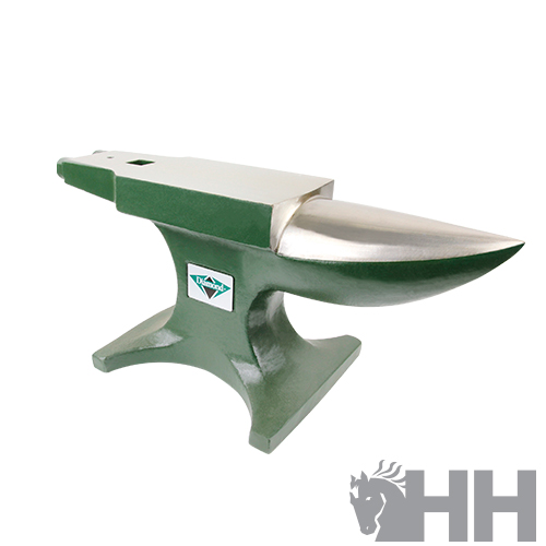 Bigorna metálica verde com topo prateado e etiqueta DIANA