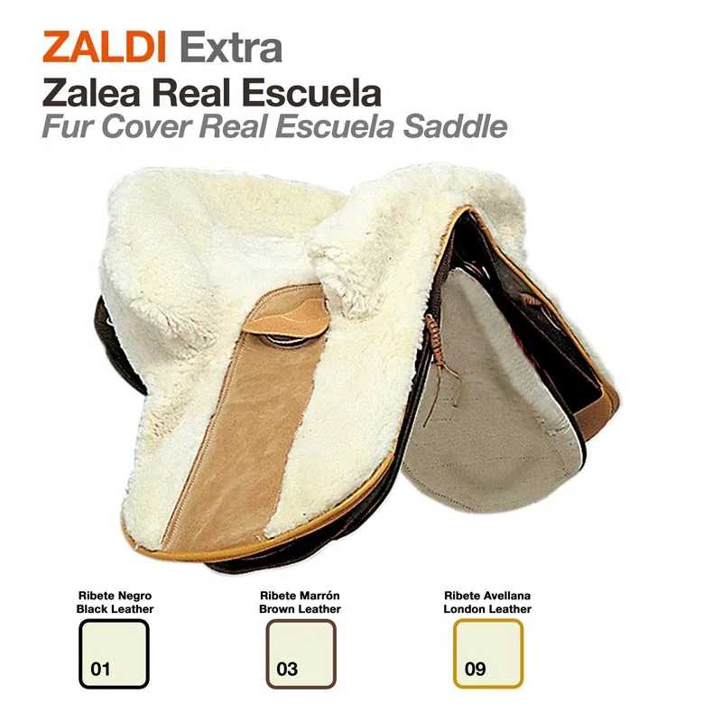 Sela ZALDI Extra Zalea Real Escuela com cobertura de pele e detalhes em couro preto, castanho e London.