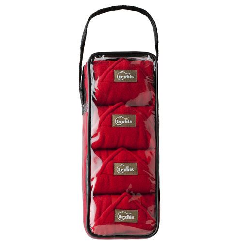 Conjunto de quatro bandagens vermelhas em saco transparente com alça preta