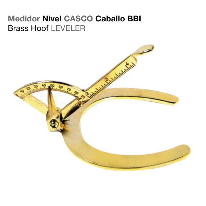 Dispositivo medidor em latão para cascos de cavalo com régua graduada e formato em U