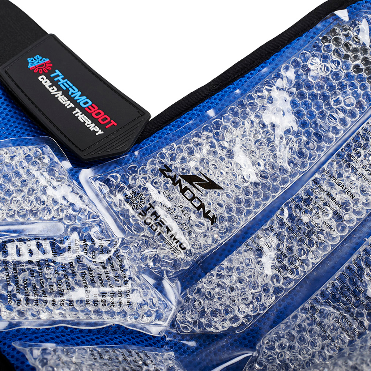 Bolsa de gel azul para terapia de frio e calor com microesferas transparentes