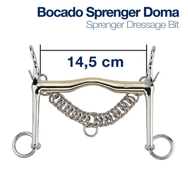 Bocado Sprenger Doma metálico de 14,5 cm com corrente