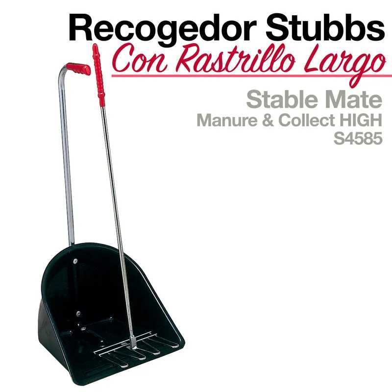 Recogedor Stubbs com cabo longo vermelho e suporte preto