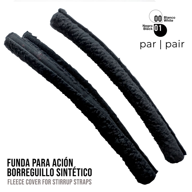 Par de fundas pretas para estribos em material sintético felpudo