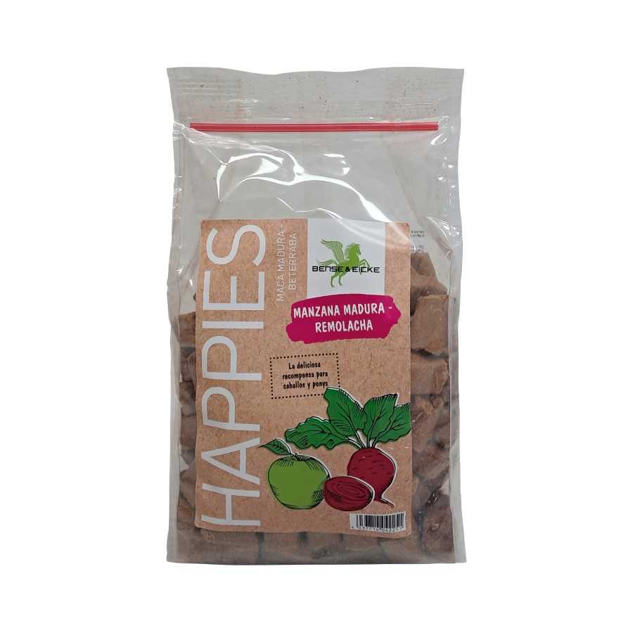 Pacote transparente de snacks Happees maçã e beterraba