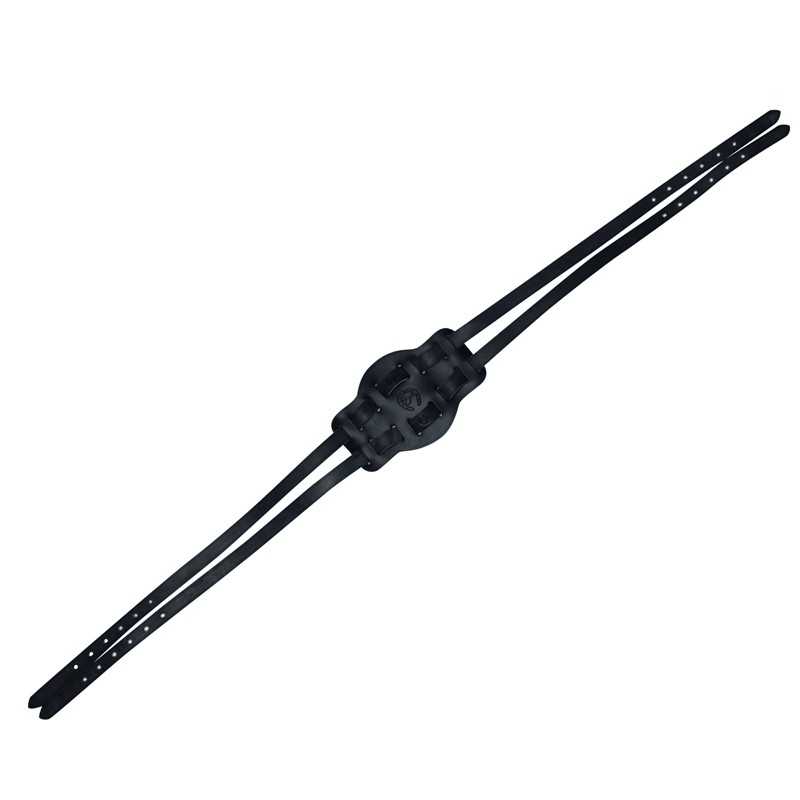 Correia elástica preta dupla com fivela plástica central para ajuste