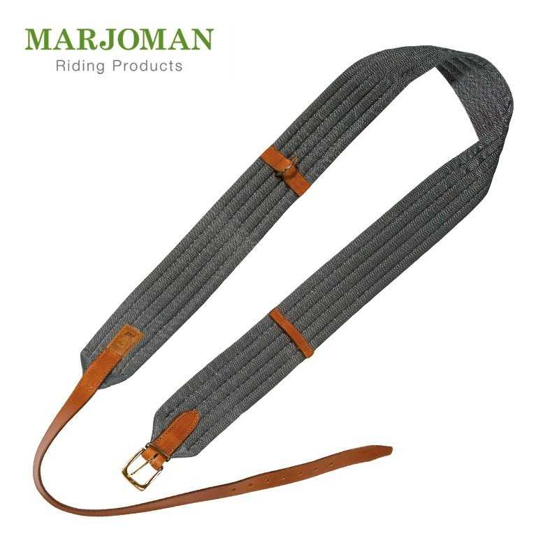 Correia de sela cinzenta com detalhes em couro castanho da marca MARJOMAN.
