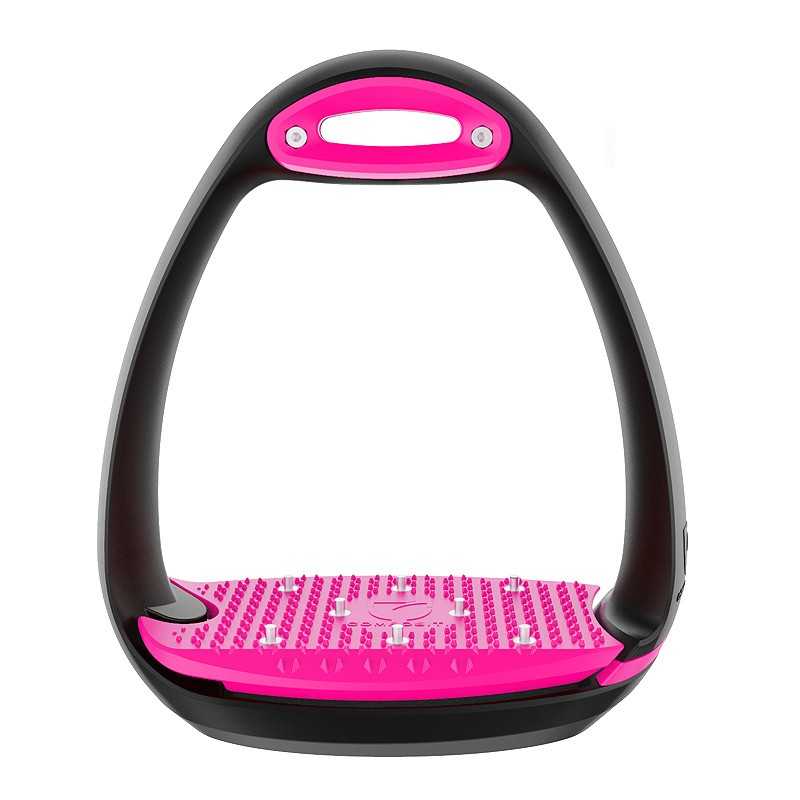 Estribo de equitação preto com base rosa texturizada