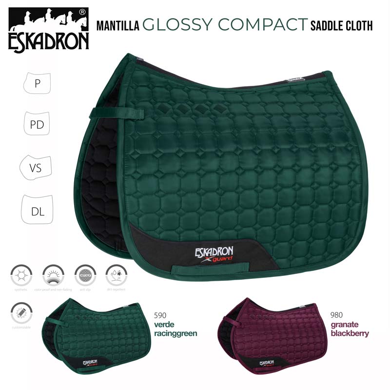 Manta de sela Eskadron Glossy Compact verde Racinggreen e granate Blackberry