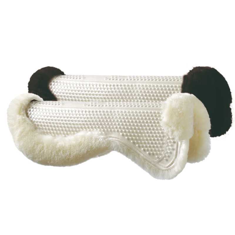 Tapete de sela de cavalo branco com peluche preto e branco