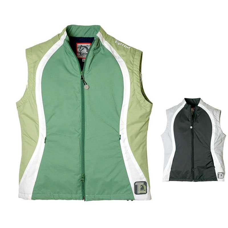 Colete desportivo feminino bicolor com fecho zip e pequena etiqueta com logótipo