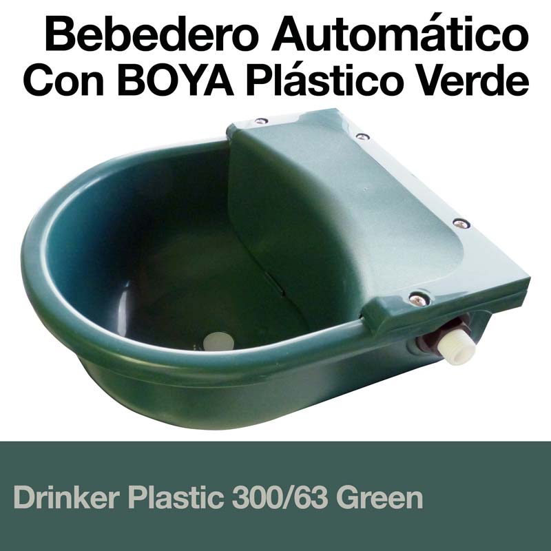 Bebedouro automático de plástico verde com boia para animais
