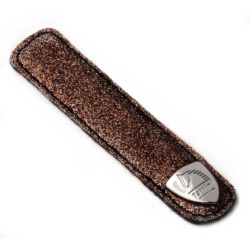 Lixa de unha brilhante castanho com etiqueta metálica Fashion