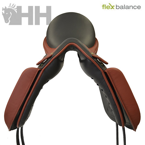 Sela de equitação HH flex balance preto e castanho vista de cima