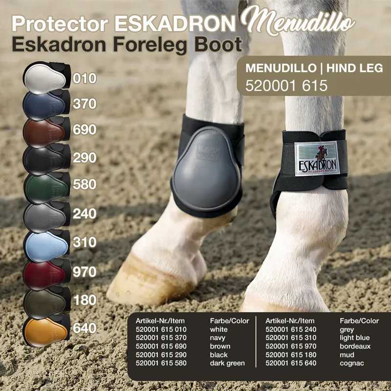 Protetor de casco para cavalo ESKADRON com tabela de cores e números de artigo