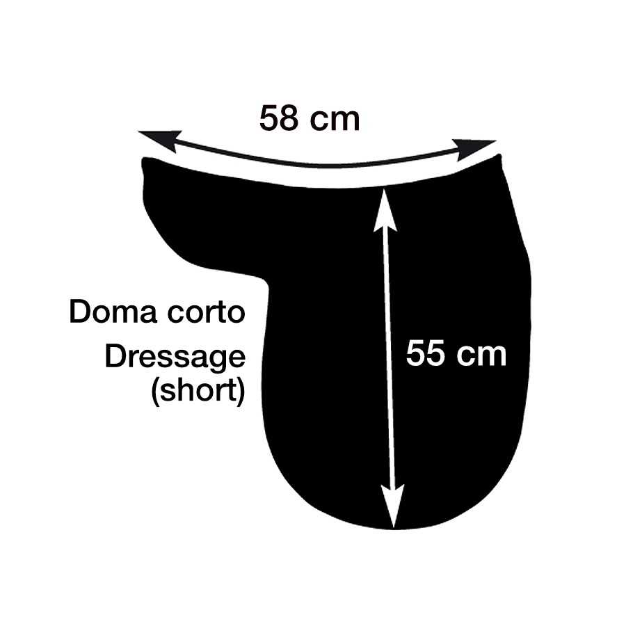 Diagrama de sela para doma curta com medidas 58 cm e 55 cm